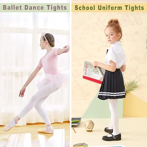 Miniatura 4 de Mallas de ballet para niñas, mallas elásticas ultra suaves con pies para niñas pequeñas, medias cálidas