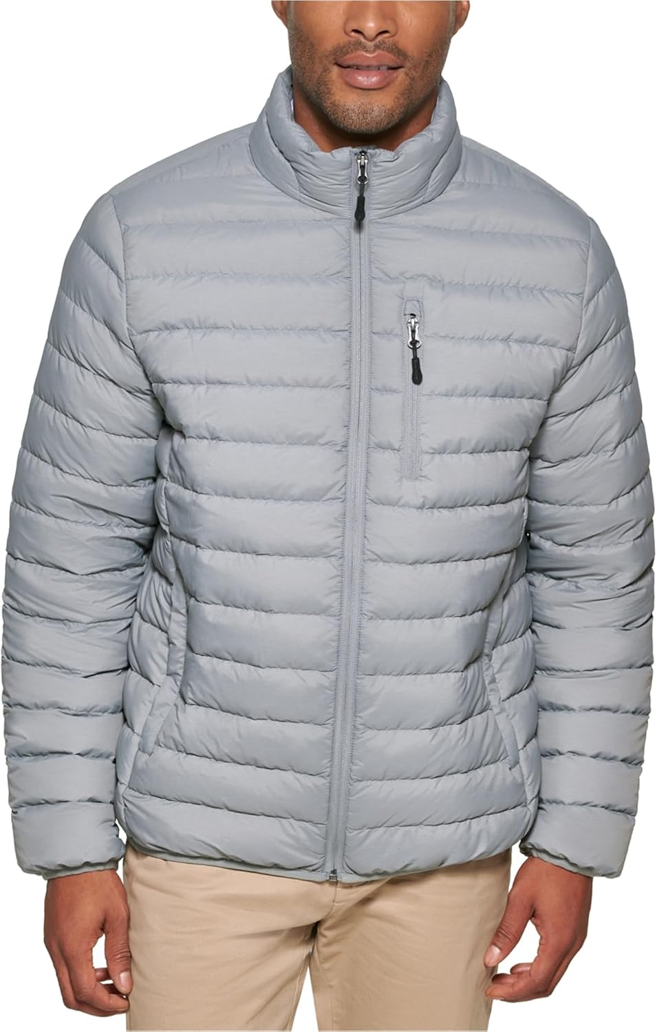 Club Room Mens Quilted Puffer Jacket, Grey, Large