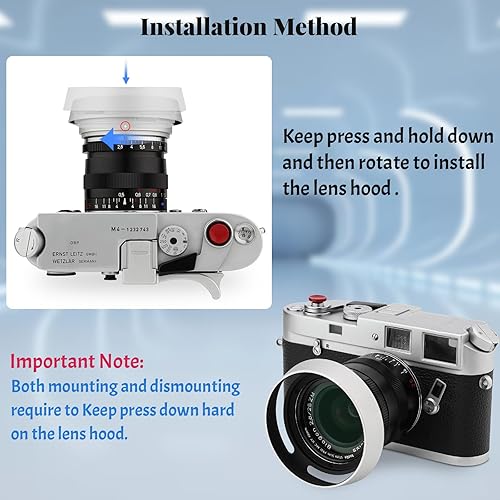 Miniatura 3 de Haoge LH-ZV12 - Parasol redondo de metal compatible con lente Carl Zeiss C Biogon T* 4.521 0.827 in f4.5 ZM, C Sonnar 1.550 1.969 in f1.5 ZM,