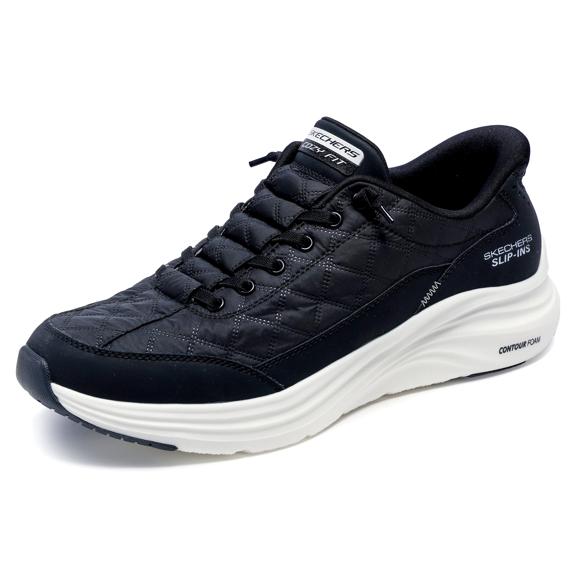 Skechers Herren Contour Foam Cozy Fit Hands Free Slip In Sneaker, Schwarz/Weiß, 47.5 EU Weit