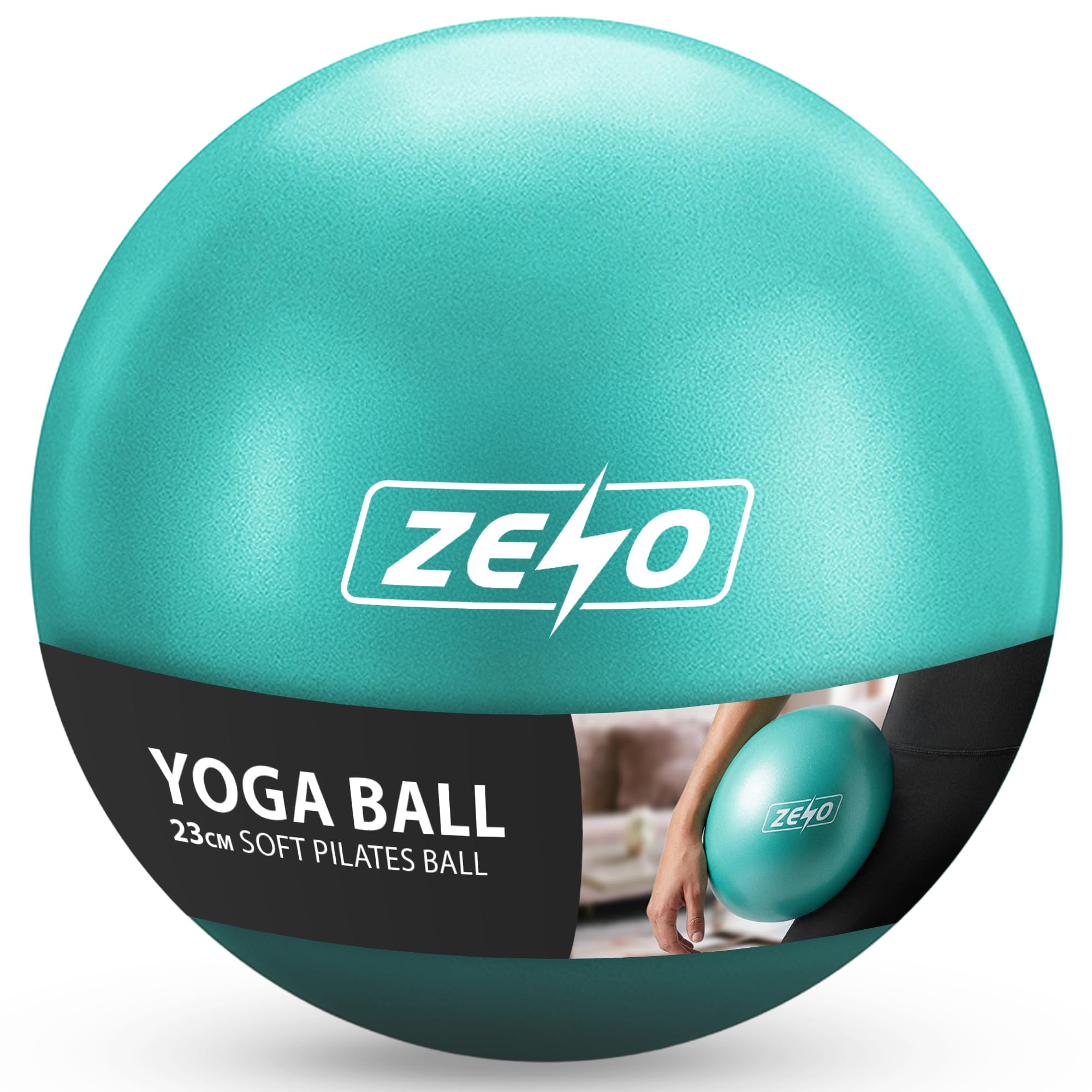 ZENO Pilates Ball 23cm | Soft Yoga Ball for Core Training | Mini Exercise Ball for Balance Stability and Control | Anti Burst Gym Ball for Pilates, Yoga, Physio, Rehab, Home Workouts (Teal)