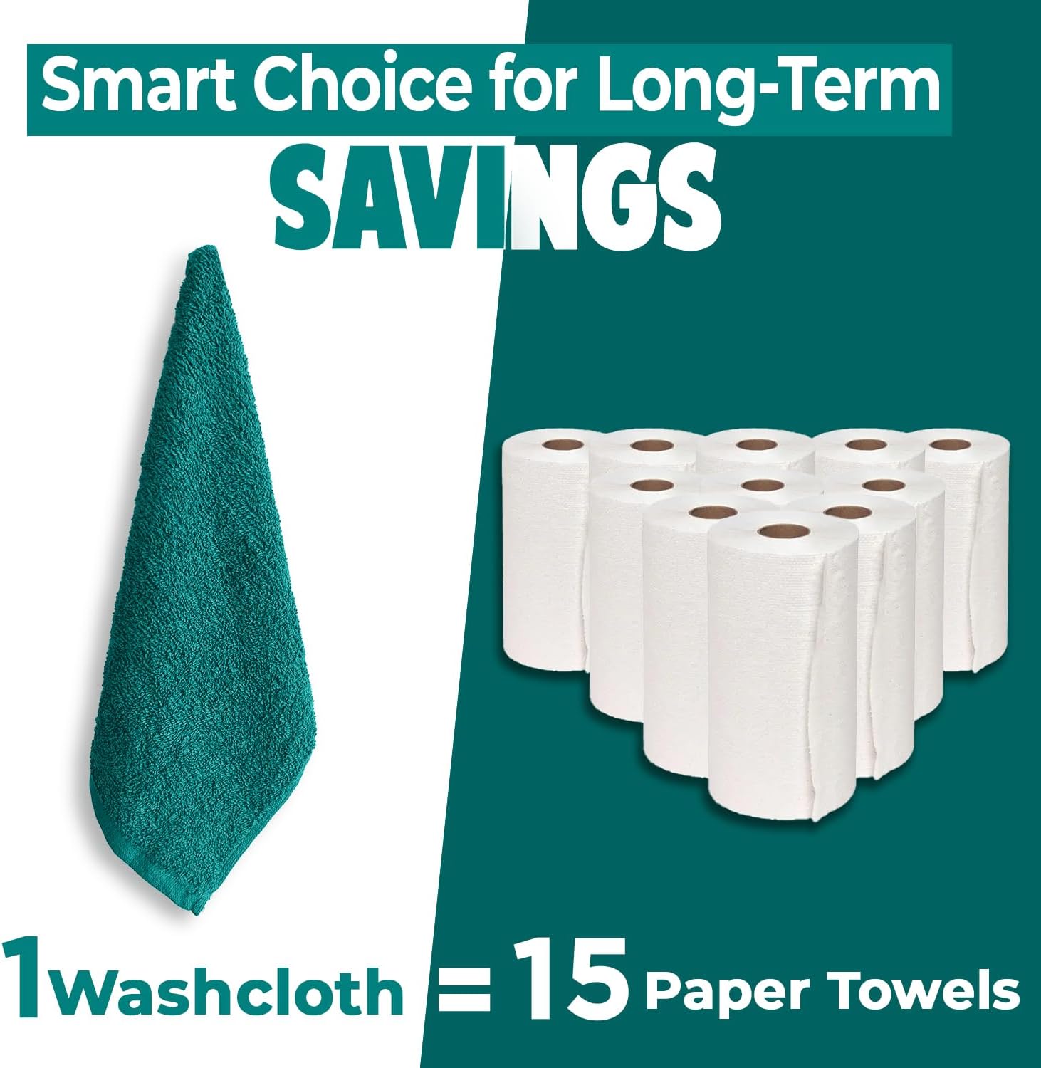 DAN RIVER 12 Pack Wash Cloths for Showering [12x12] - 100% Cotton Washcloths Premium Quality Flannel Face Cloths for Bathroom, Highly Absorbent and Soft Feel Wash Clothes, Teal - Image 6