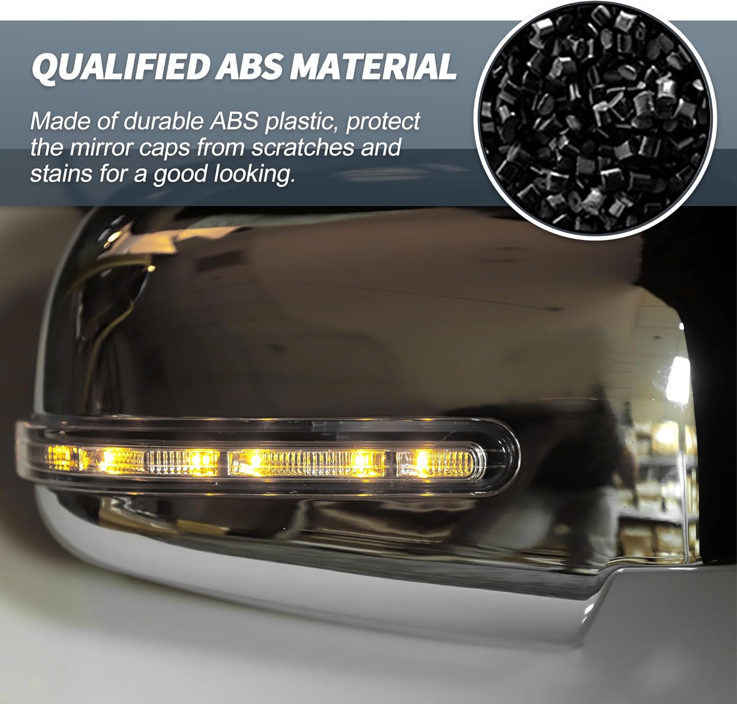 X AUTOHAUX Pair Car Rear View Driver Passenger Side Mirror Cover Cap Overlay Chrome Plated for Mitsubishi Triton L200 2016-2019 with LED Turn Signal Light Mirror Guard Covers Exterior Trims