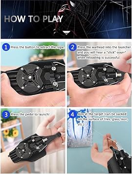SUIZU Web Shooters, Spider Silk Launcher for Kids - USB Charging, Rope Launcher - Can Grab Small Objects