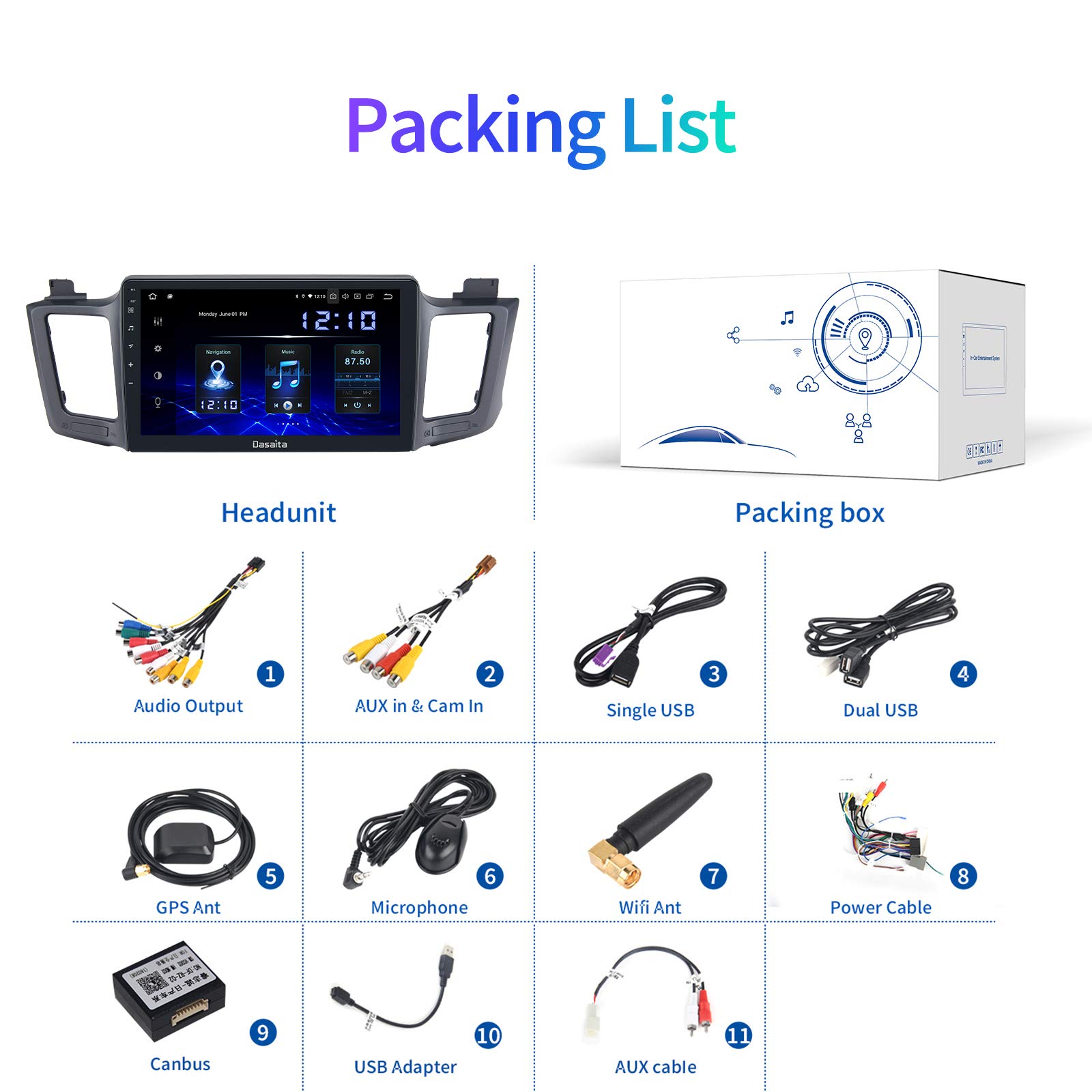 Dasaita Car Radio Bluetooth for Toyota RAV4 2014 2015 2016 2017 2018