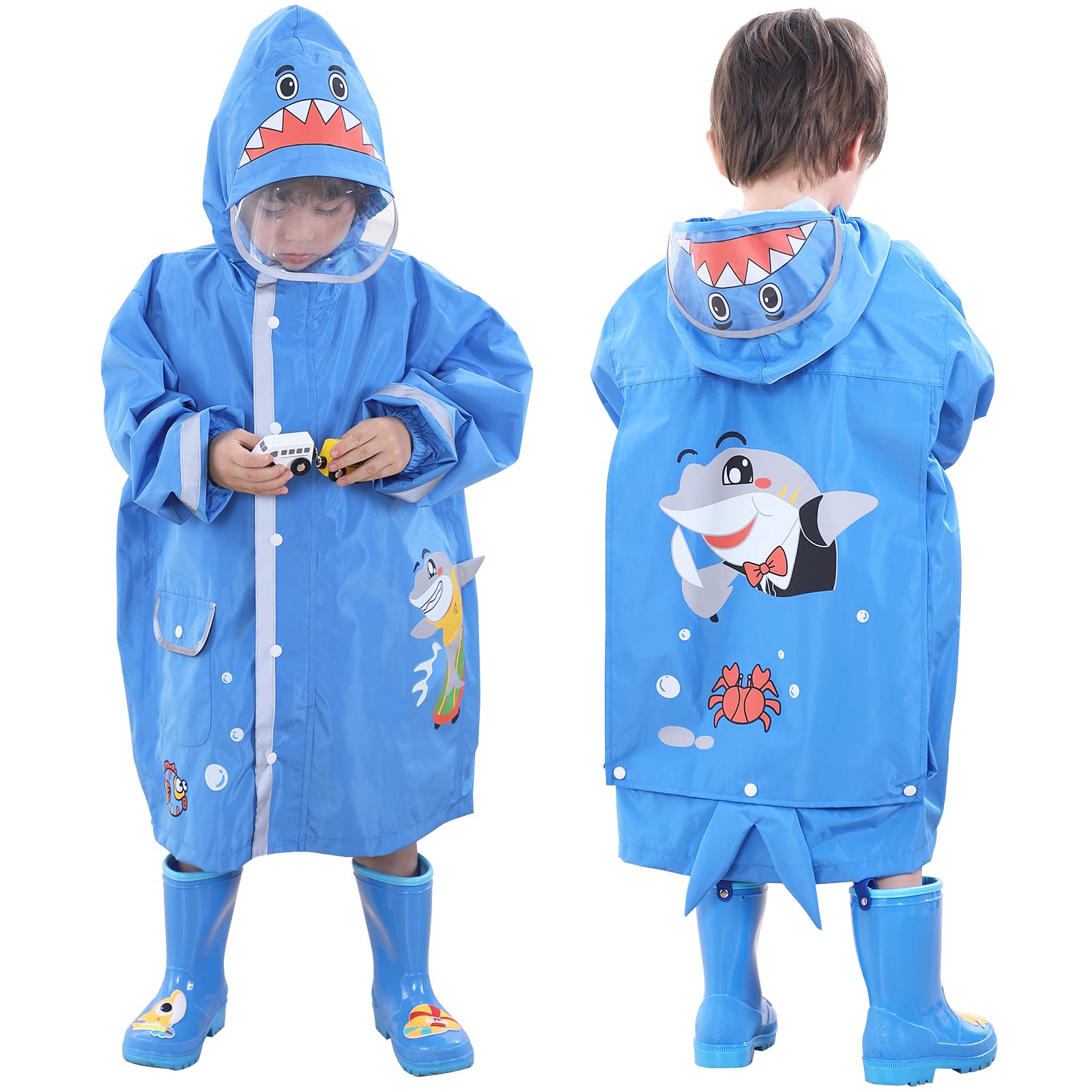 Poncho de Lluvia para Niñas y Niños - Chubasquero Ligero Impermeable Reutilizable Traje de Lluvia Respirable Portátil Ropa Impermeable 2-10 Años