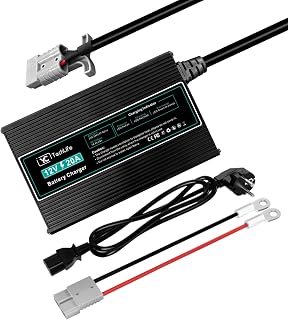 LiFePO4 Ladegerät 12V 20A, Batterie Ladegerät Kompatibel mit Anderson Anschluss Entwickelt für das Laden von Deep Cycle LiFePO4 Batterien von Auto RV Marine