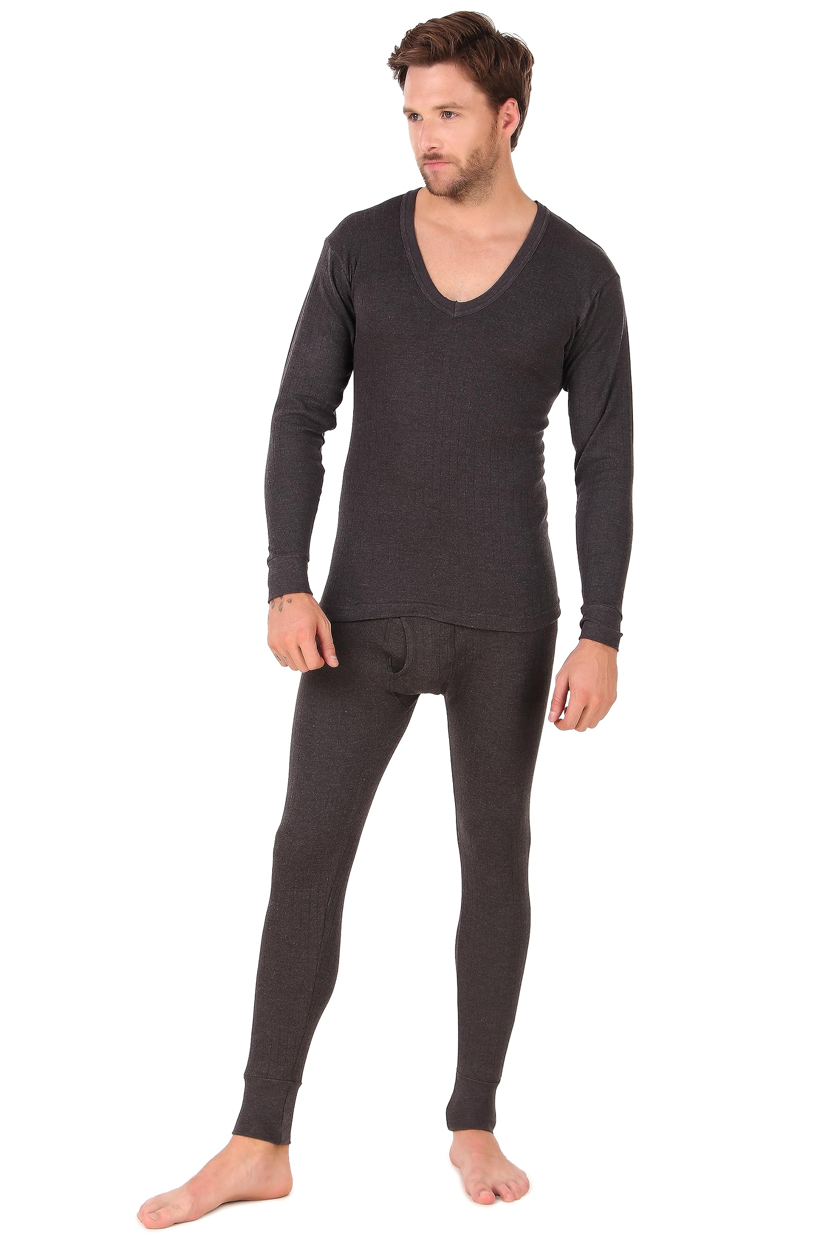 inner element Men's Thermal Set/Parker Set of V Neck Top + Pant, Premium Winter Innerwear with Stay Warm & Stay Fresh Technology-picture-19