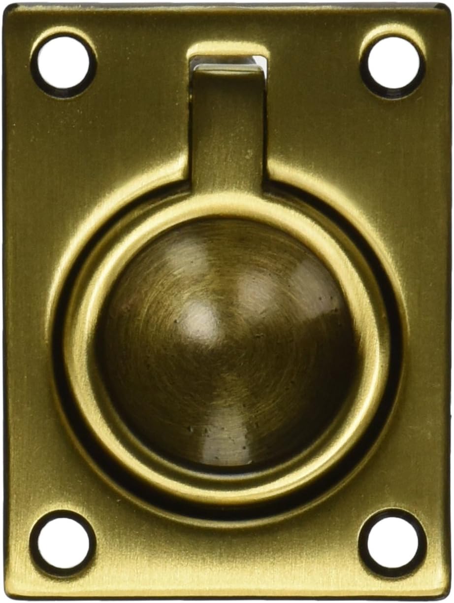 Baldwin 0394060 Flush Ring Pull, Antique Brass with Brown
