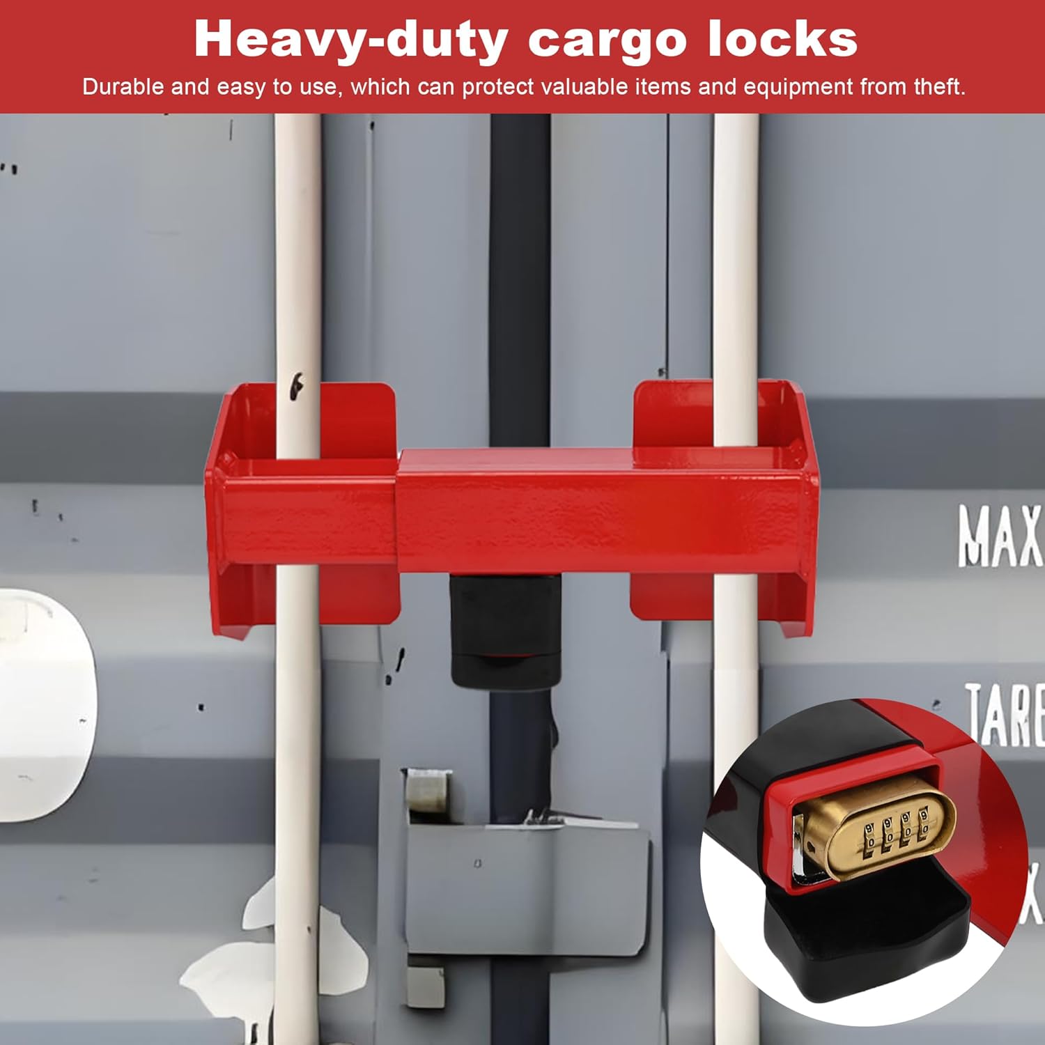 Equipment Lock Heavy Duty Cargo Door Lock, Powder Coated Steel Shipping Container Lock, Anti-Theft Semi Trailer Door Lock,Rust-Proof Semi Truck Accessories & Trailer Security (Combination)