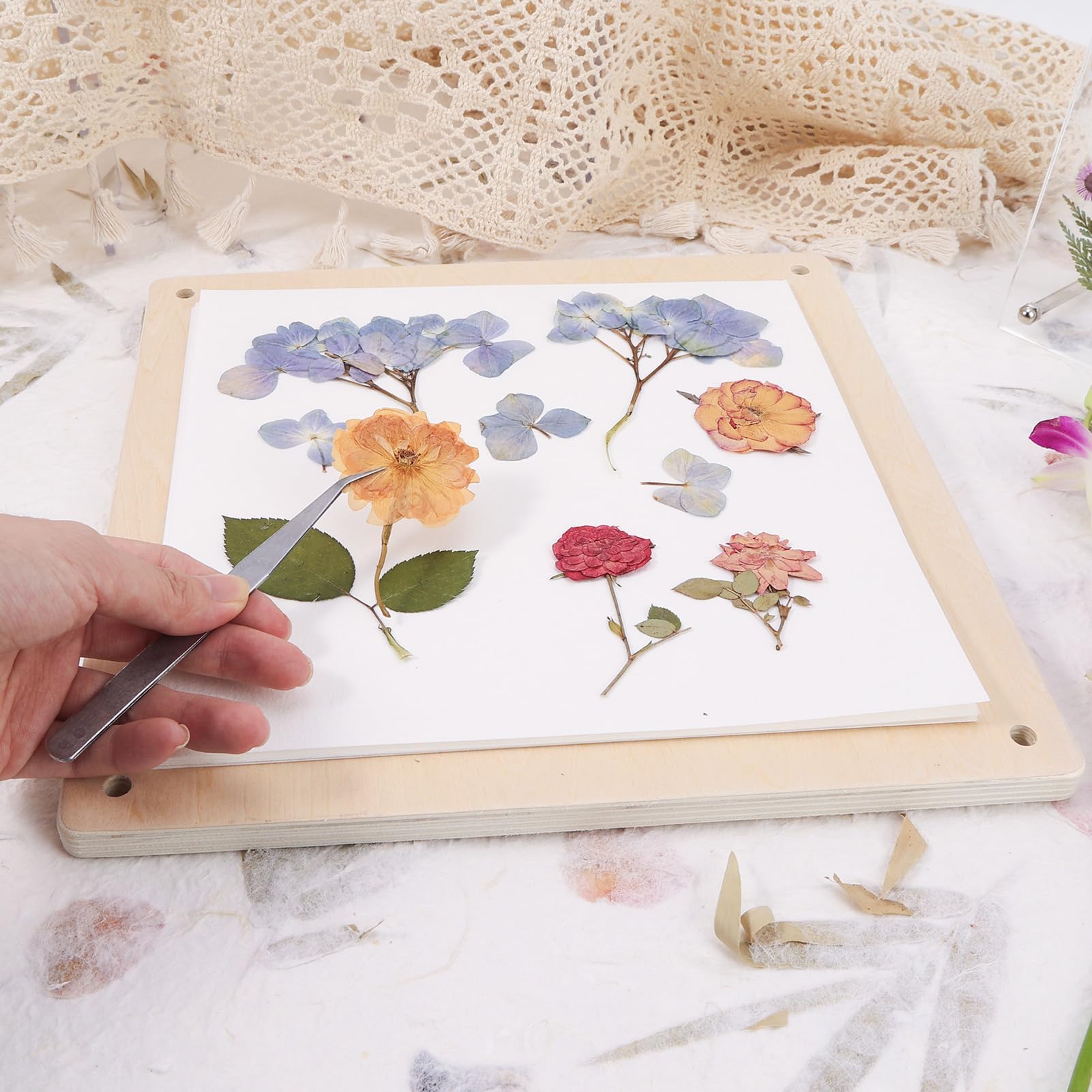 Aboofx 26 fogli di carta assorbente per pressa floreale, 22,9 x 22,9 cm, altamente assorbente e riutilizzabile, per pressare fiori, fogli di carta per stampa di fiori