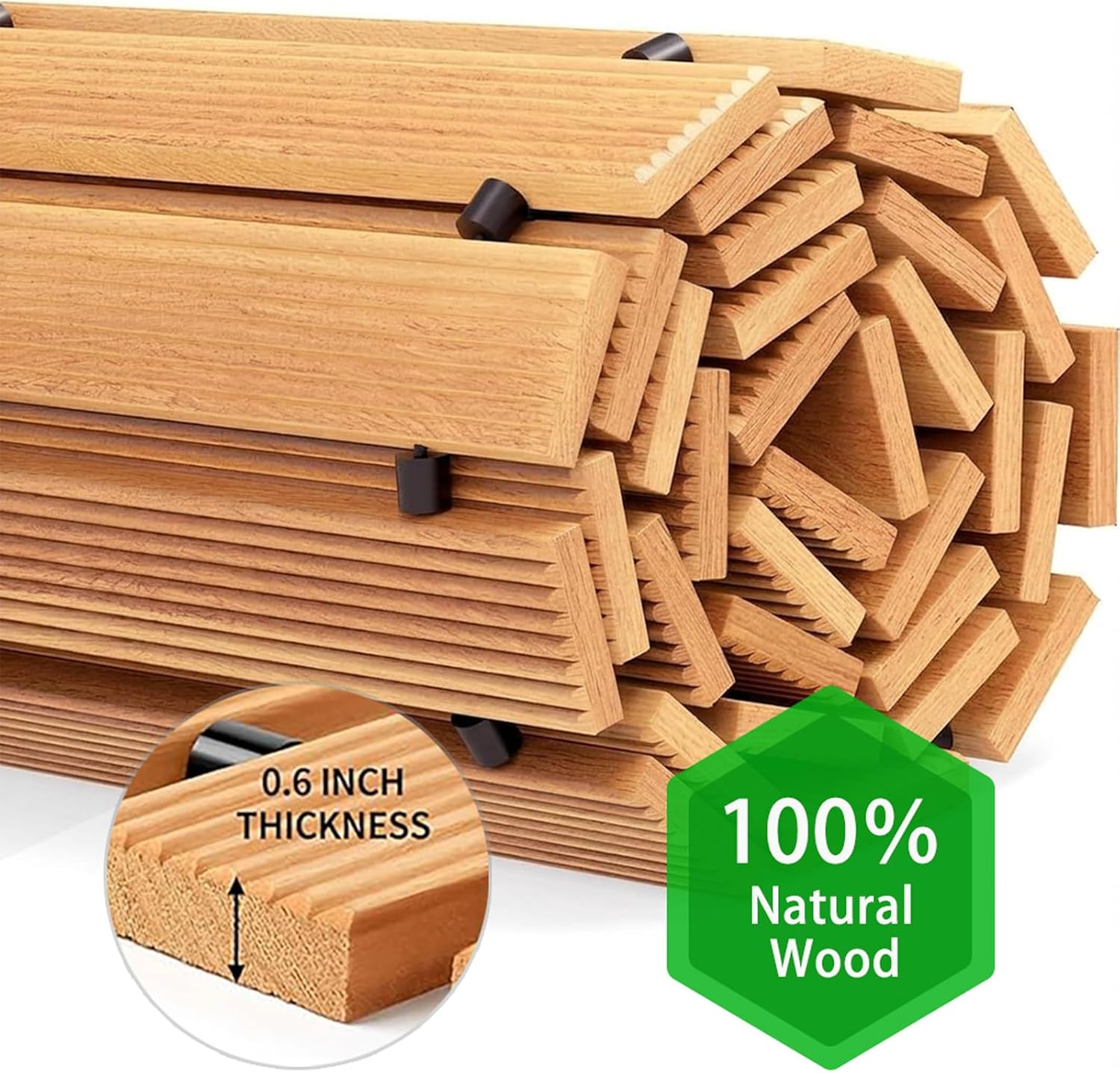 Wooden Garden Pathway Outdoor Walkway - 8 FT Roll Out Outdoor Pathway with Ground Stakes, Boardwalk Pavers for Outside Walkway, Non-Slip Garden Path for Backyard Decor, Lawn Landscaping, Natural