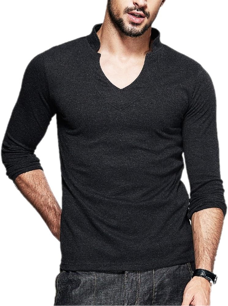 Men's Deep V-neck Cotton T-shirt XX-Large Dark Gray