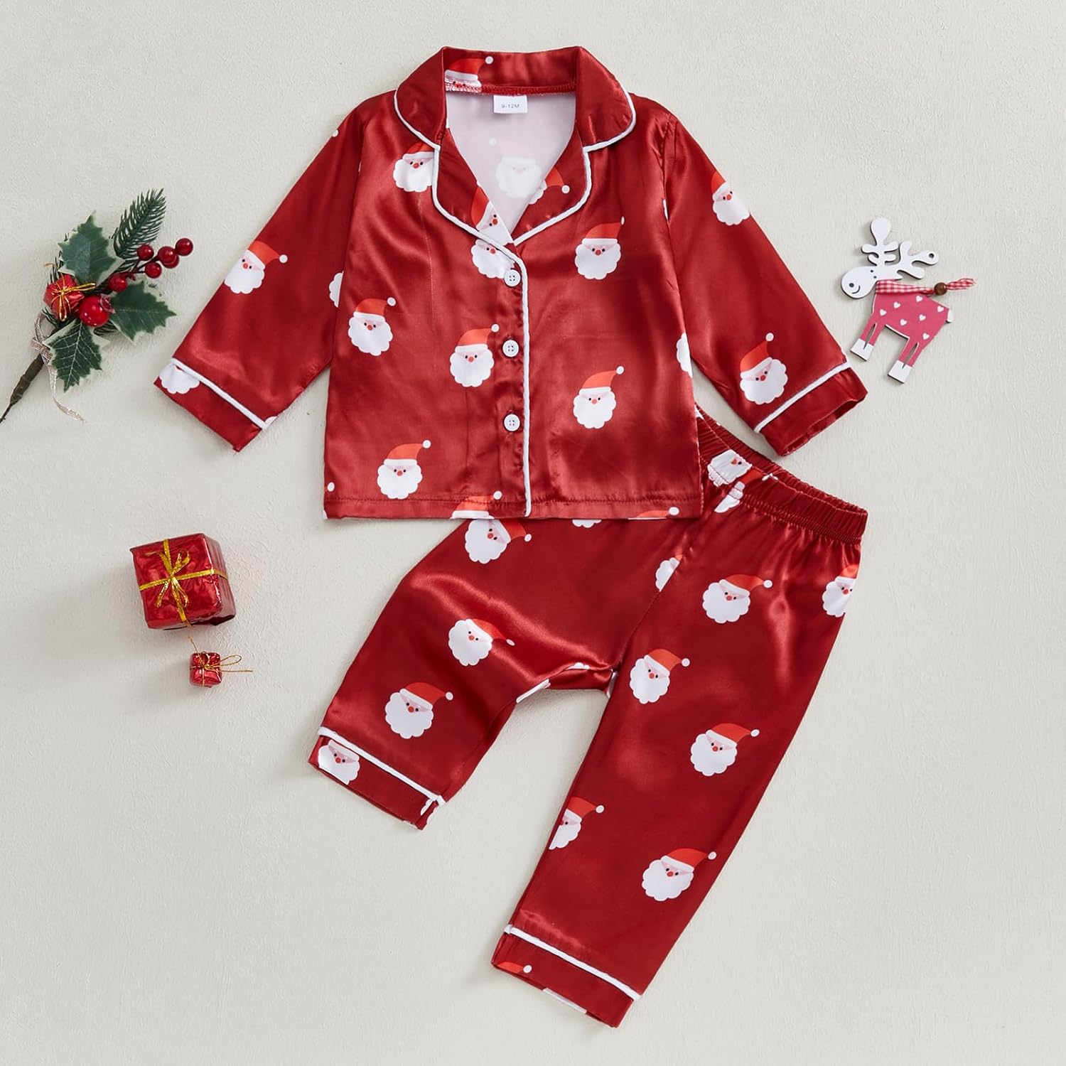 Christmas Pajamas For Kids Toddler Girl Boys Pjs Santa Shirts Tops Long Pants Lounge Suit Sleepwear Fall Pjs Set - Image 2