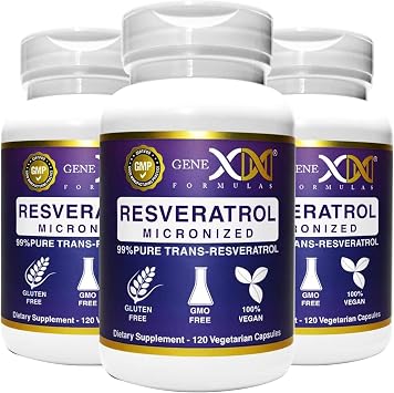 Genex Formulas 99% Micronized Trans-Resveratrol with BioPerine for Absorption 1000mg | Pure Organic Pharmaceutical Grade Trans-Resveratrol Capsules for Healthy Aging, 120 Capsules 3