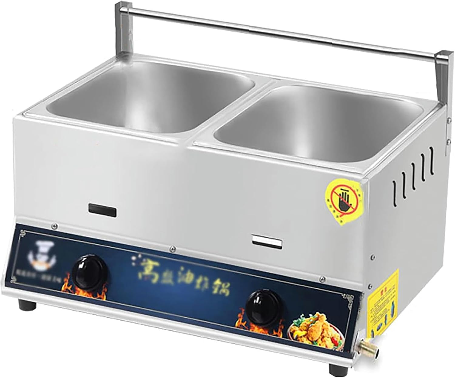Gas Deep Fryer 20L Commercial Lpg Gas Fryer Stainless Steel Countertop, Stainless Steel Outdoor Cooker, Chicken Chips Fryer for French Fries Restaurant Kitchen,with 1 Bas,Without Basket