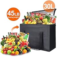 Vista 4 de Bodaon Paquete de 2 bolsas de comestibles reutilizables aisladas de servicio pesado, bolsa térmica, extra grande para alimentos congelados