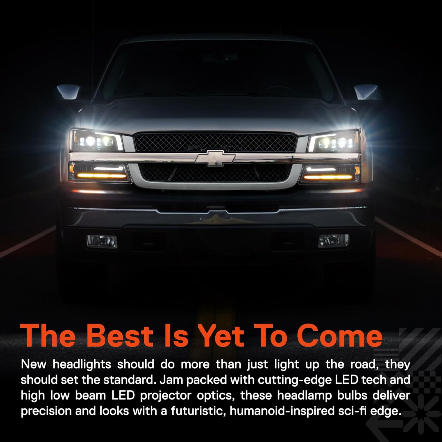 TRUE MODS Full LED Headlight Assembly Replacement for Chevrolet 2003-2006 Chevy Silverado Cateye 1500 2500 3500 HD 03-06 Avalanche 1500 2500HD [DOT] DRL Amber Sequential Turn Signal Projector Headlamp