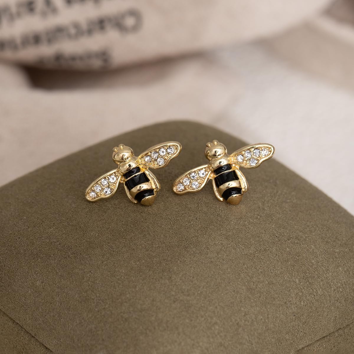 Cute Bee Stud Earrings for Women Gold Plated CZ Crystal Honeybee Cartilage Tiny Studs Earring Fashion Jewelry Birthday Christmas - Image 4