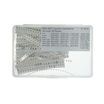 36 قيمة &times; 20 قطعة، إجمالي 720 قطعة، 0805 SMD Capacitor مجموعة متنوعة 1pF-10uF MLCC مكثفات رقائق السيراميك متعددة الطبقات