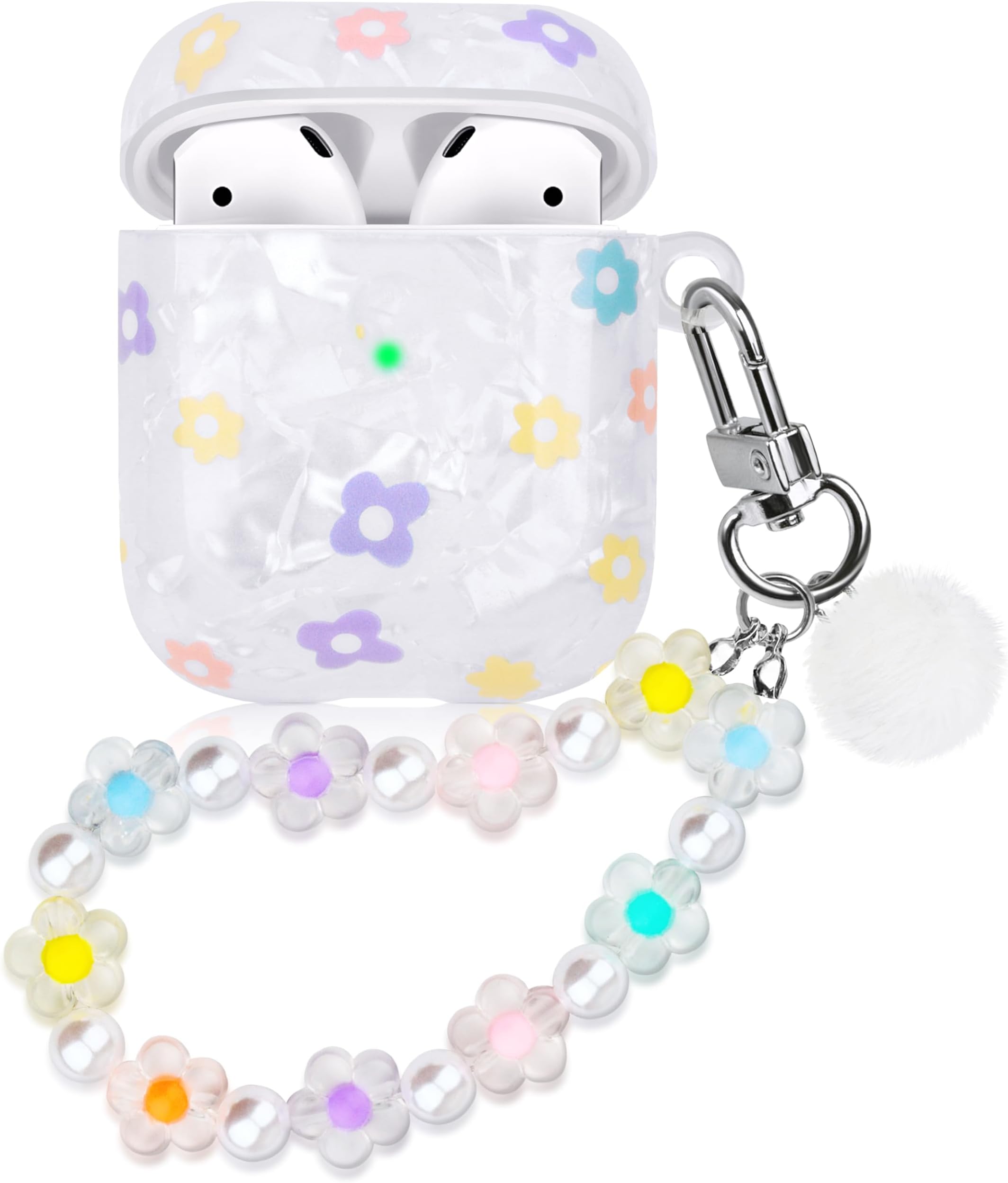 Soft Flower AirPods Case Cover - Rose TPU Gel Skin With Keychain For AirPods 1&2