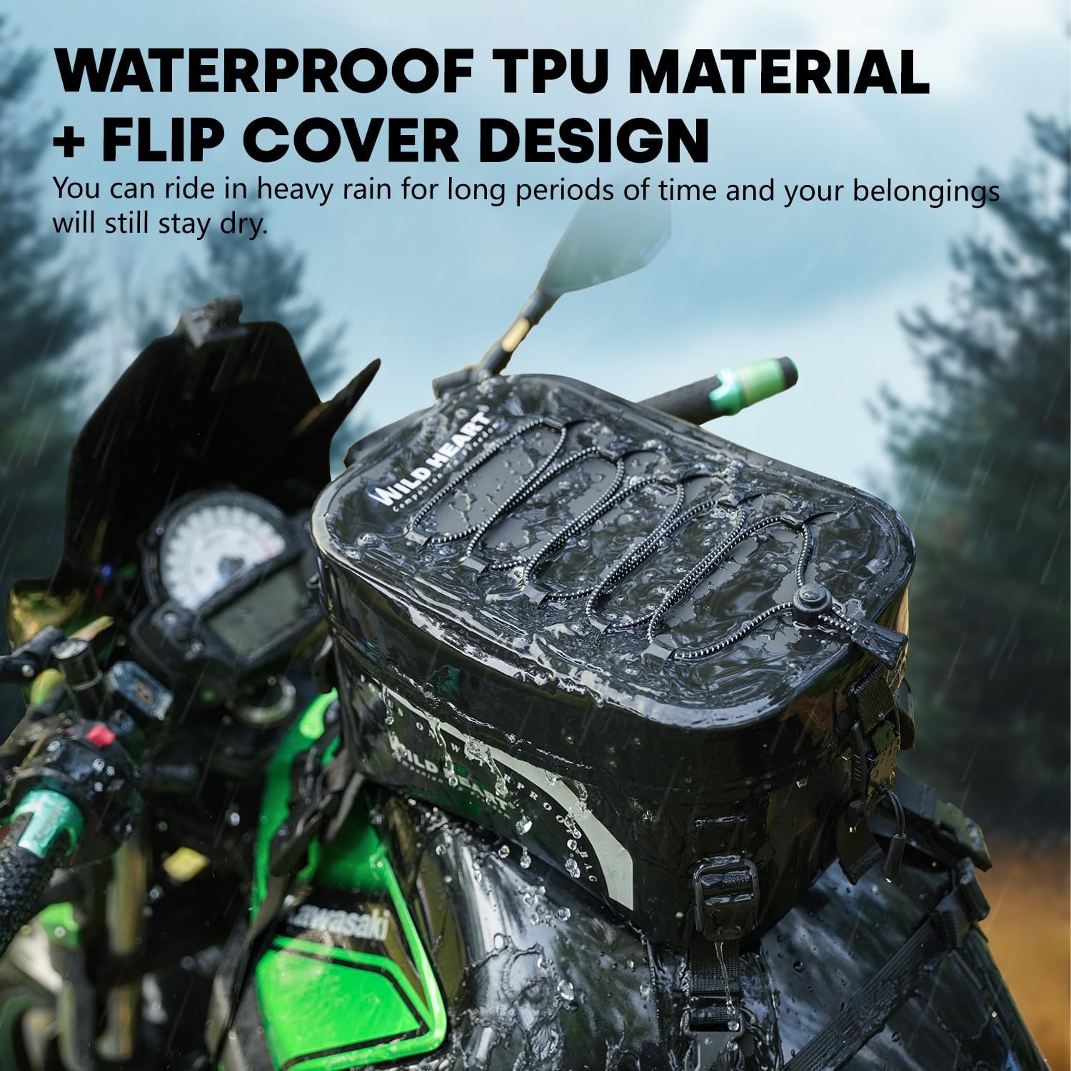 WILD HEART Compeletely Waterproof Motorcycle tank Bag Universal Motorcycle Bag Large Capacity 8l For Motorbike Riding (Black)