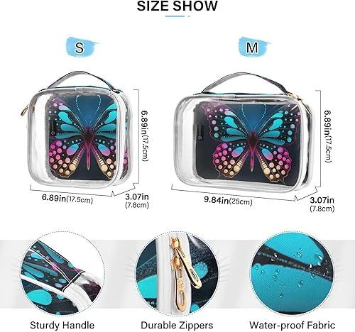 Miniatura 4 de Y2k Gothic Butterfly Clear Toiletry Bag for Traveling,2 Pack Makeup Cosmetic Bag with Zipper,Travel Bag for Toiletries,Travel Essentials 21215136