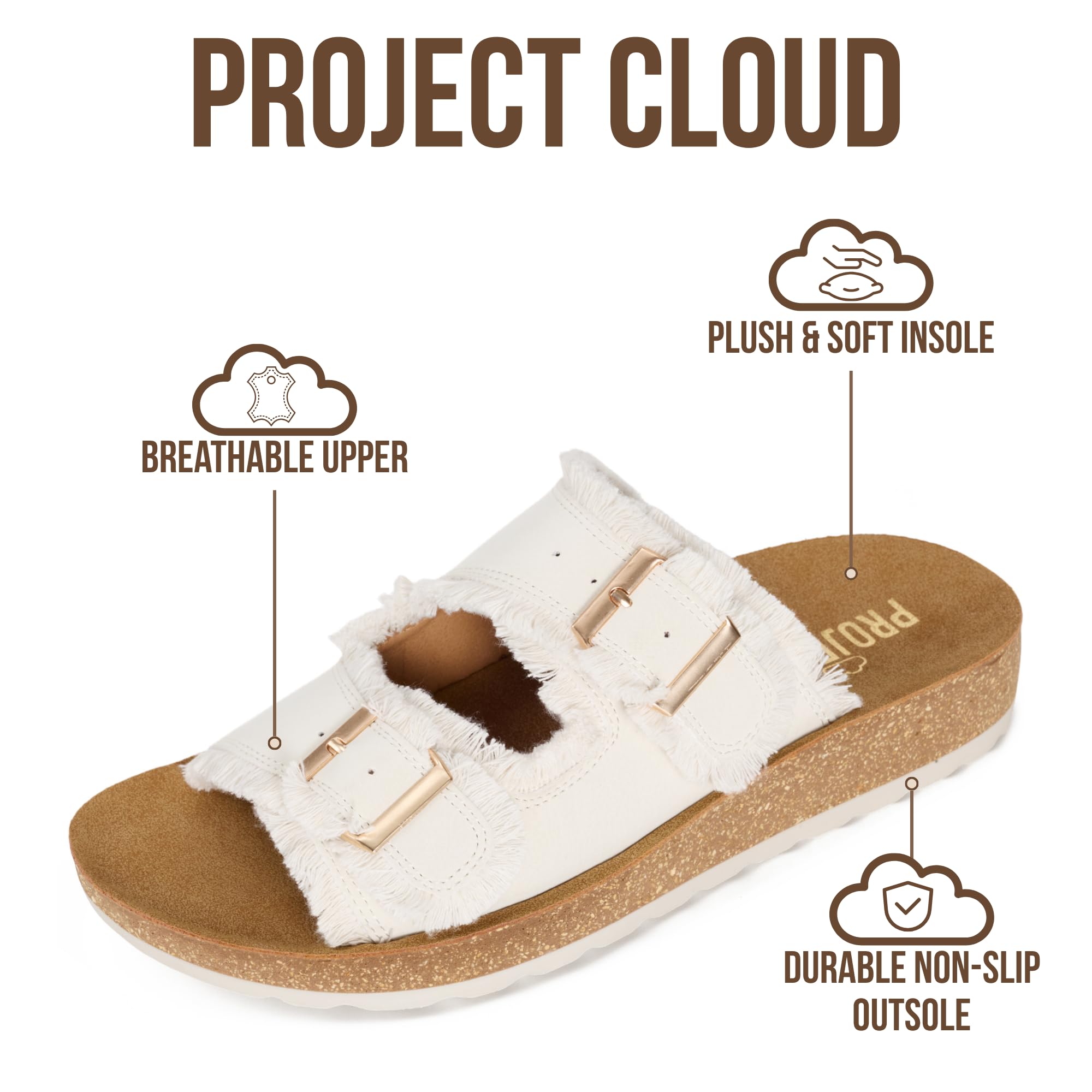 Project Cloud Comfortable Sandals Women - Lightweight with Plush & Soft Insole Buckle Womens Sandals - Non Slip and Durable Fashion Platform Slides for Women 2026 (LIGHT) - 2