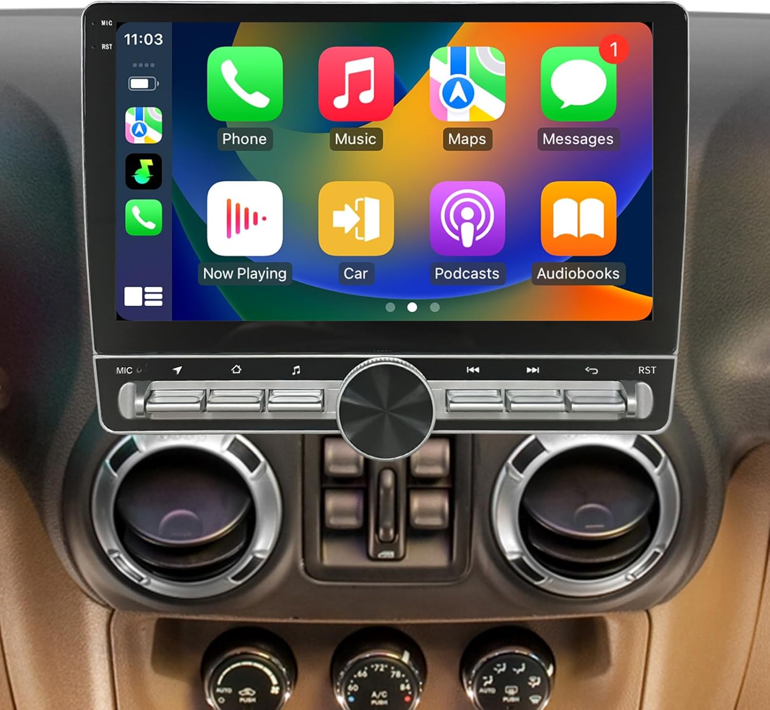 Car Radio for Jeep Wrangler JK/Unlimited 2007-2018 Stereo Android 13 10.1 inch Touch Screen Wireless CarPlay & Android Auto GPS Navigation Bluetooth 5.0 WiFi DSP SWC FM Radio