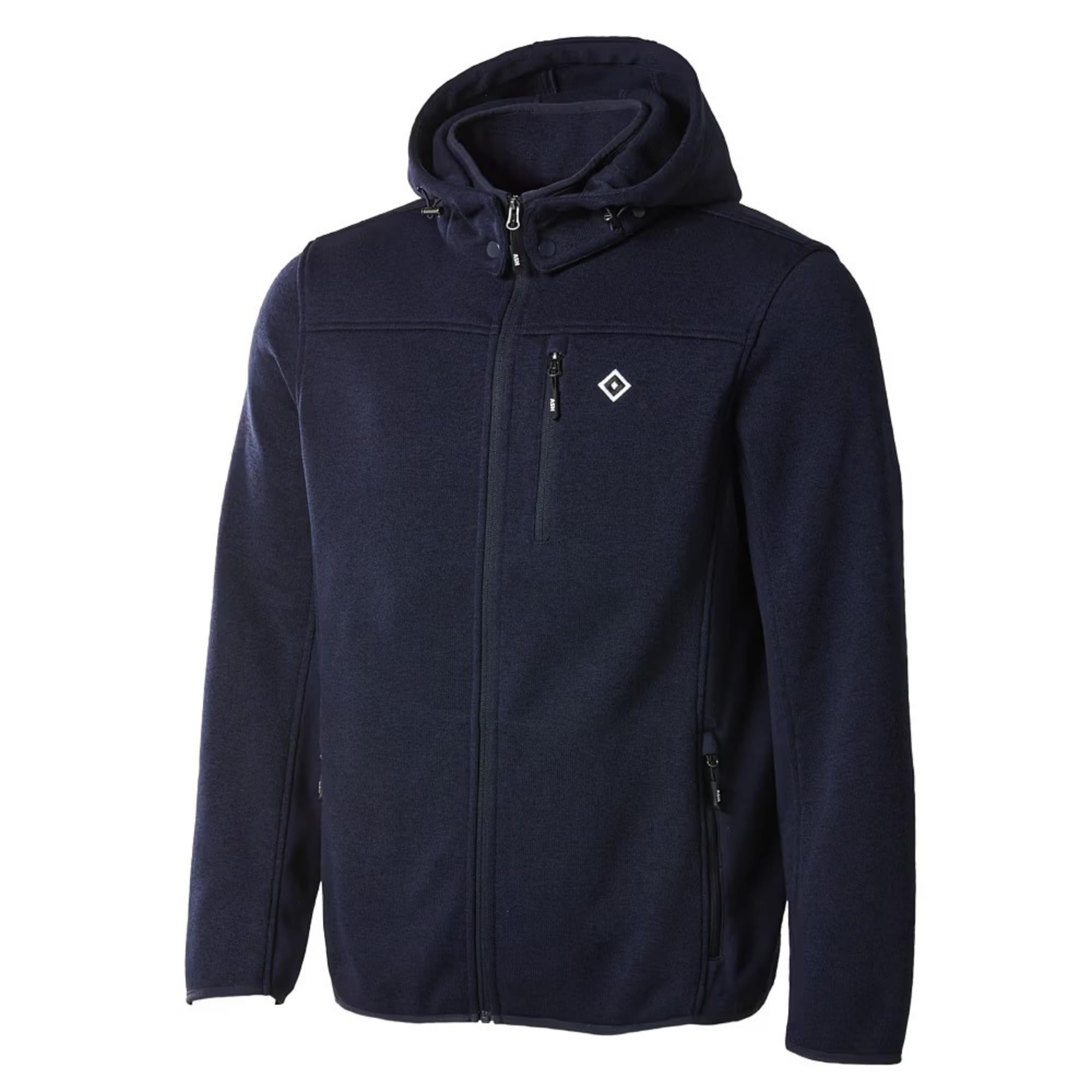 Hamburger SV HSV Strickfleecejacke Omid, Offizieller Fanartikel, Dunkelblaue Jacke mit HSV-Raute, Abnehmbare Kapuze