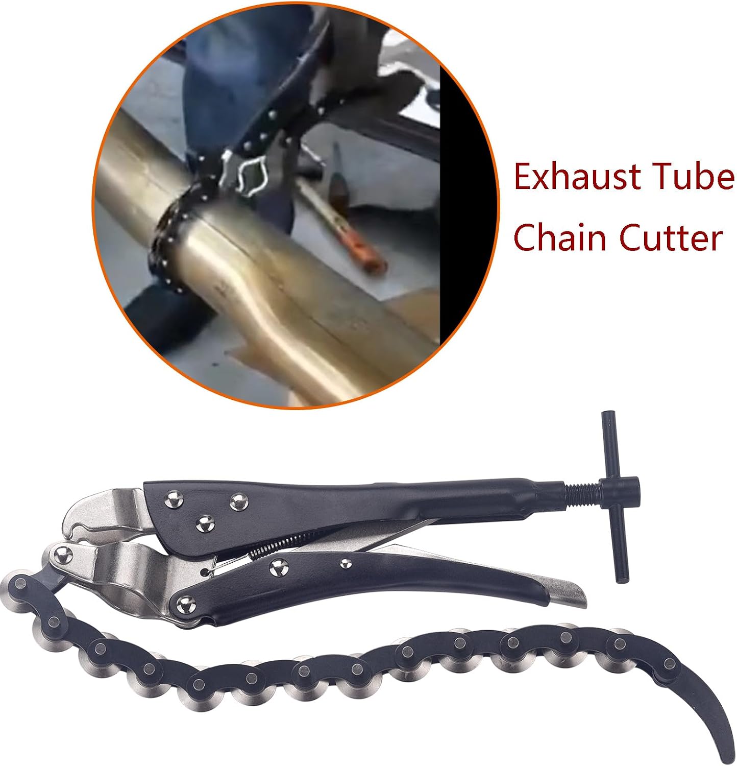 Exhaust Pipe Cutter Tool,- Chain Tube Cutter 3/4 to 3 Inch Exhaust and Tailpipe Cutter Chain Exhaust Pipe Cutter Tool