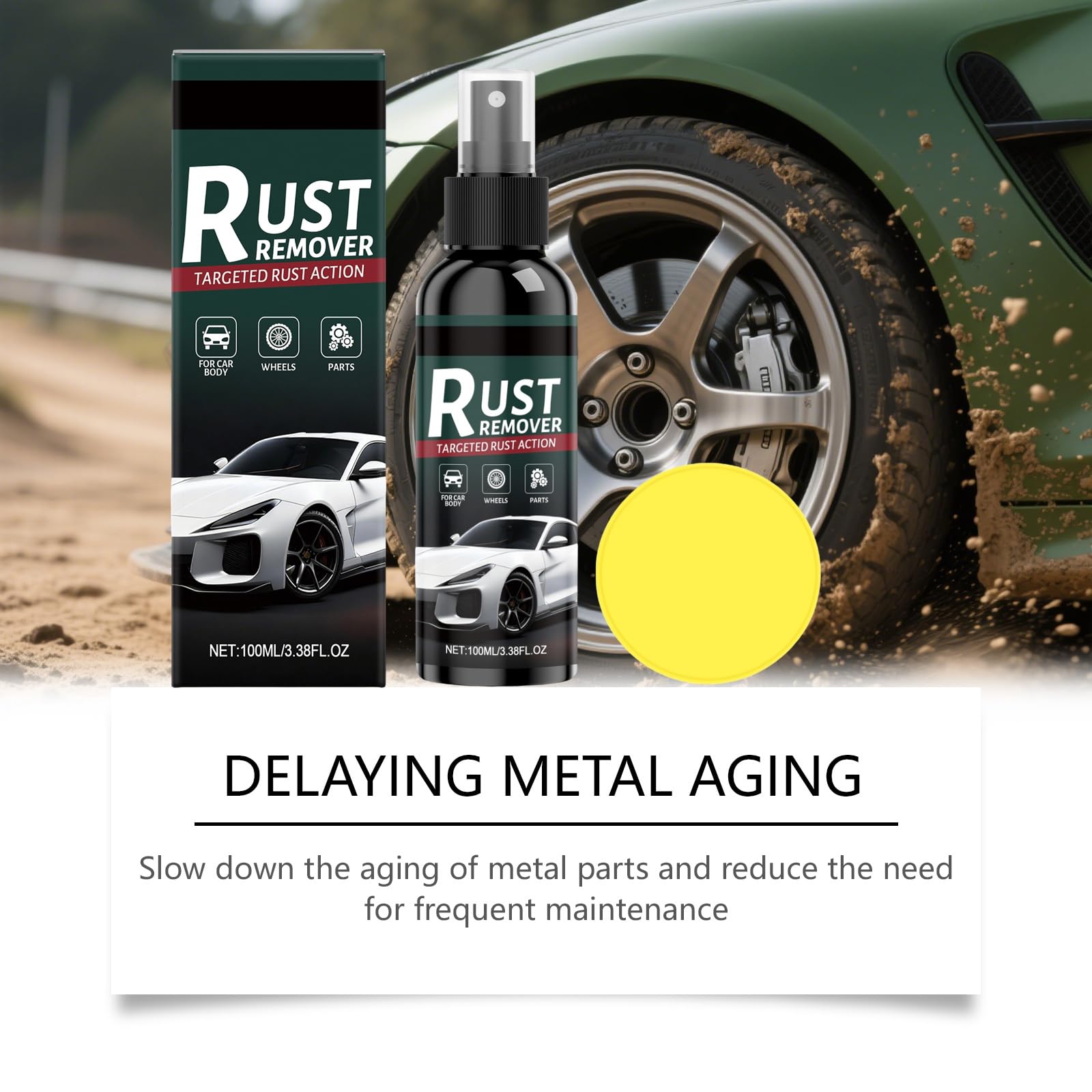 Hochleistungs-Rostentfernerspray für Metall, schnell wirkender Rostlöser für Autos, Werkzeuge, Räder, Mehrzweck-Rostkonverter für Stahl, Eisen, Auto-Eisen-Entferner-Spray, Eisen-Reiniger (8PCS)