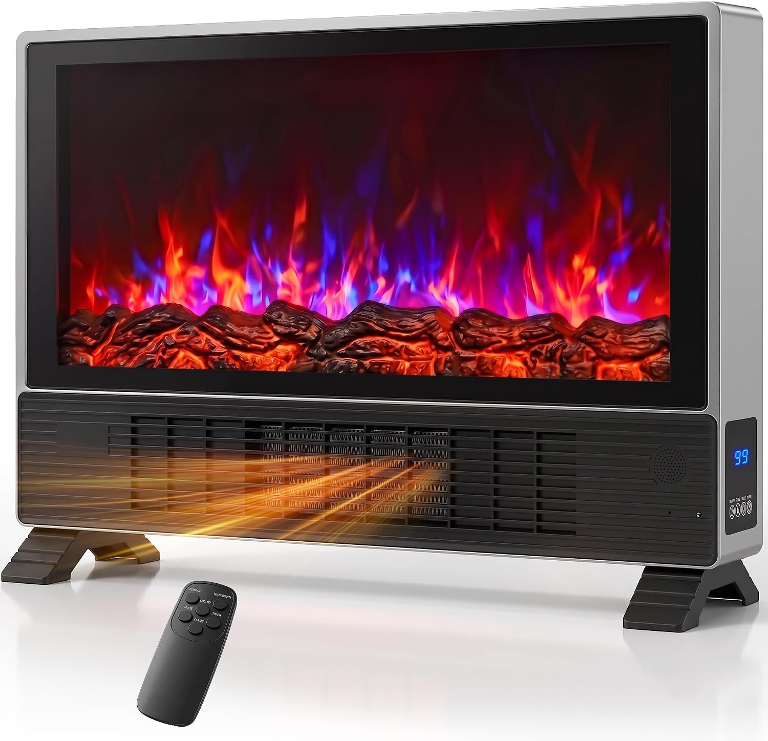 23.6-Inch Freestanding Electric Fireplace Heater with 3D Fla