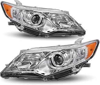 AUTOSAVER88 Headlight Assembly Compatible with 2012-2014 Camry L/LE/XLE/Hybrid LE XLE 12 13 14 Camry Headlamp Replacement Chrome Housing Clear Lens