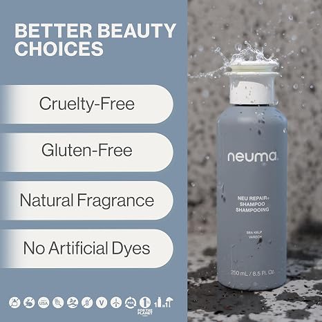 Neuma Neu Repair Shampoo - Revitalizes, and Strengthens Damaged Hair, Sulfate-Free, Lemon, Lavender and Fir Needle Scent