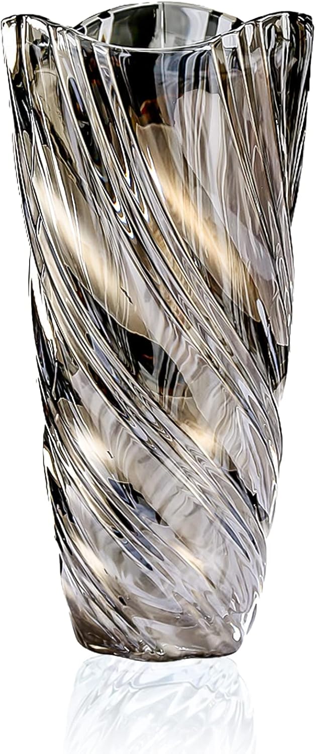 Glass Vase for Flowers, Large Gery Clear Glass Vases for