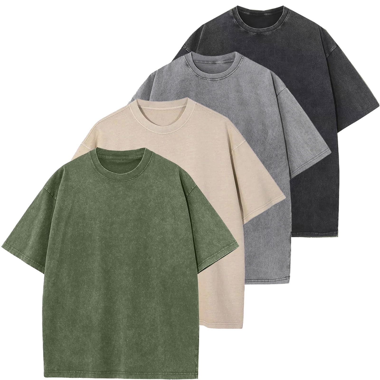 Oversized T-Shirt für Herren Heavy Baumwolle Regular Fit Basic Männer T-Shirt Set Casual Sommer Tops