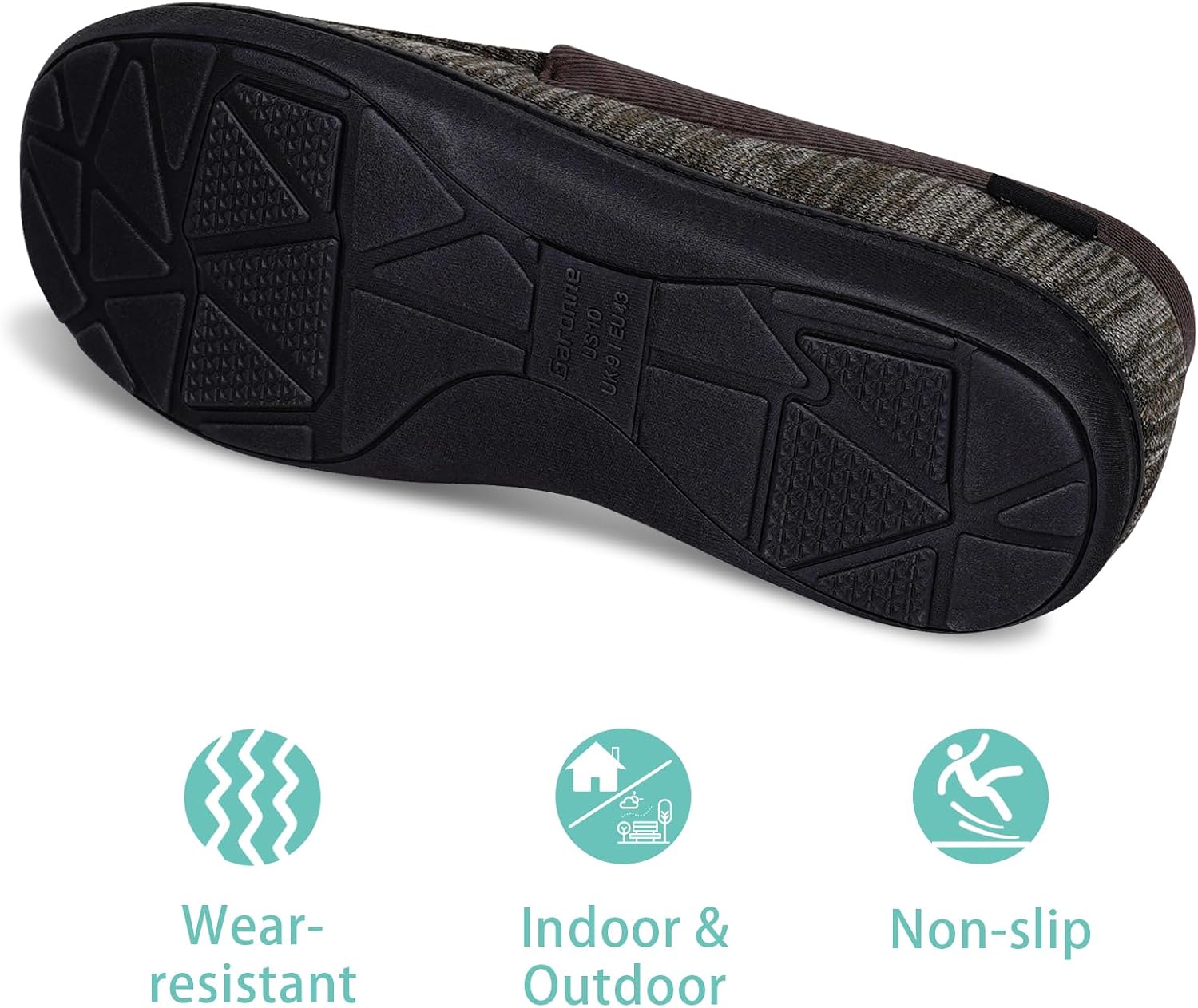 Garonne Men's Moccasin Slippers with Memory Foam for Indoor/Outdoor, Breathable Knit House Shoes with Nonslip Rubber Sole - Image 6