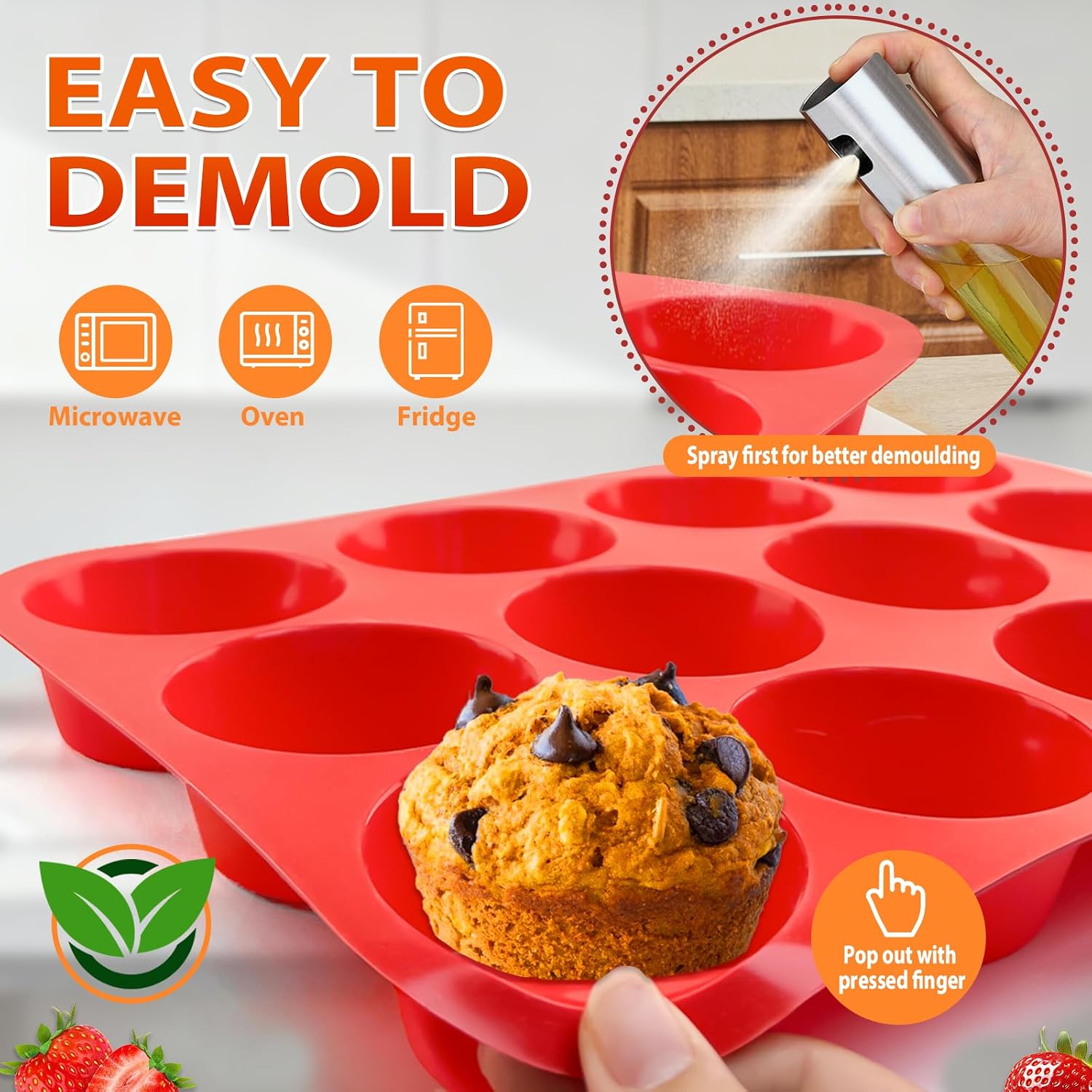 Silicone Egg Bite Molds 2 Pack 12 Cavities Mini Muffin Silicone Molds Egg Muffins Cups Nonstick Silicone Mold for Baking Cake Cupcake Muffins Bread Chocolate Tart Ice Cube Dessert