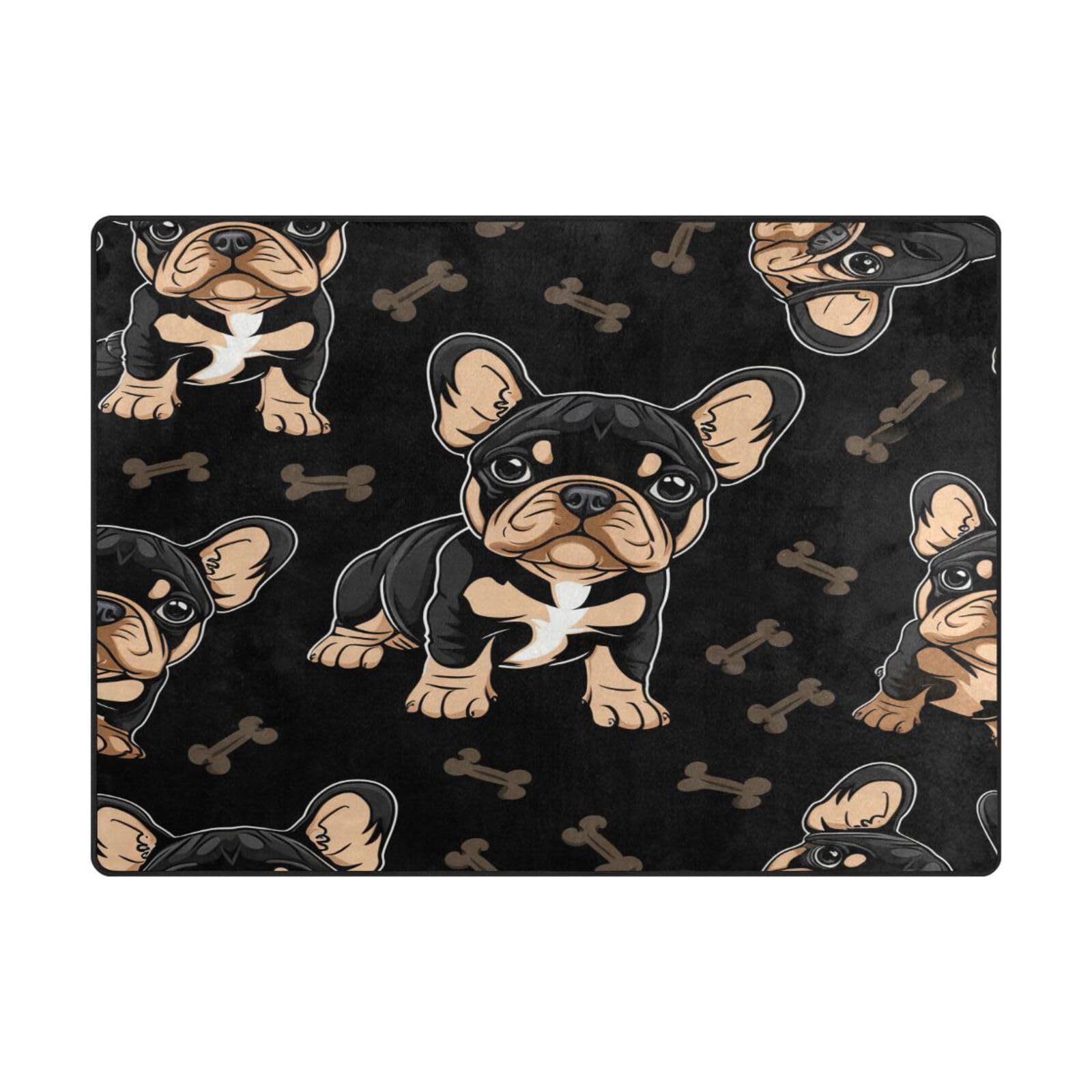 Tapis bouledogue grand format pour réchauffer un sol de salon