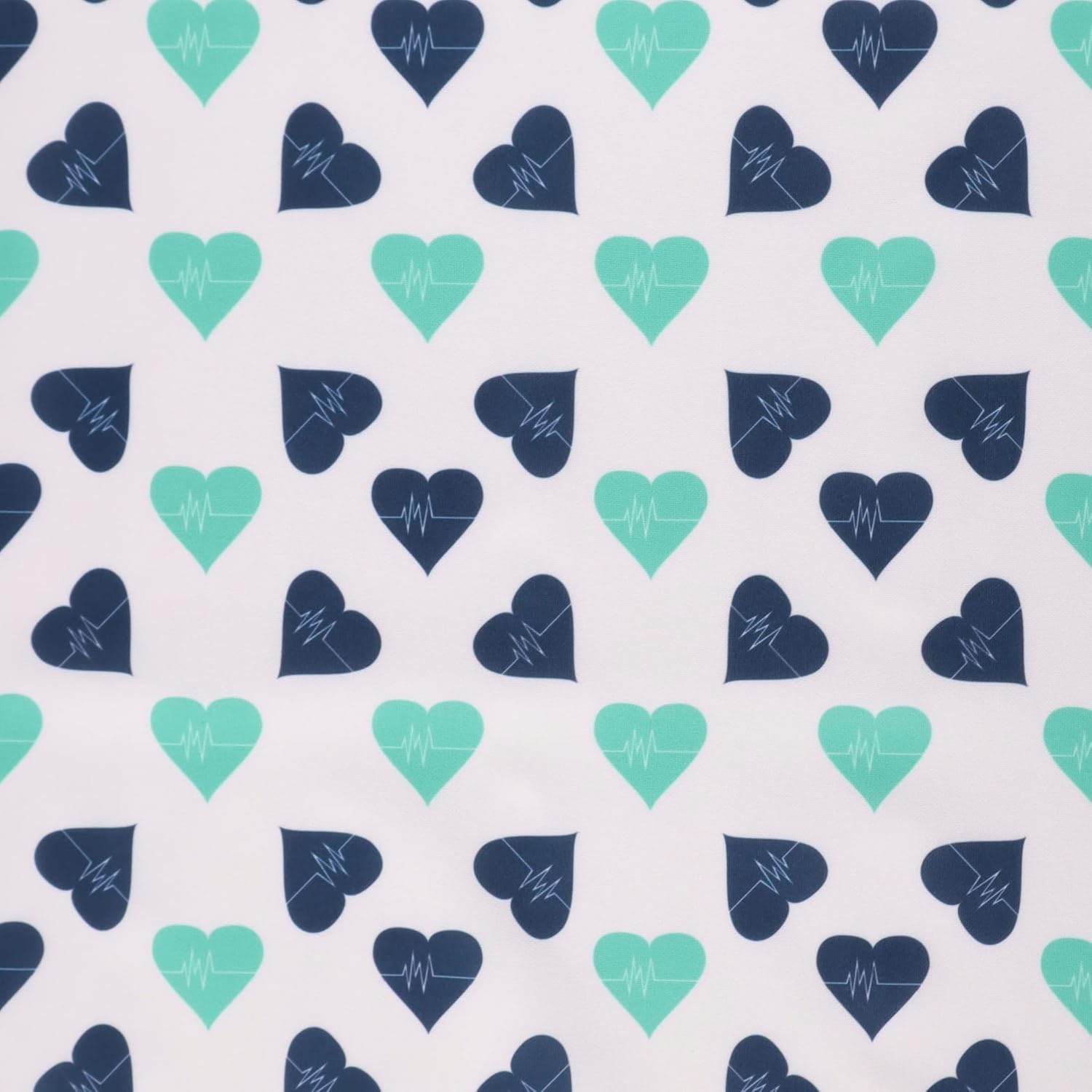 Mook Fabrics Printed PUL DIG Tossed Heartbeat, Green Cut by The Yard