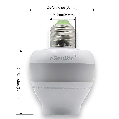 Miniatura 2 de eSenlite Toma de luz con sensor de movimiento, tornillo de movimiento de radar, adaptador de bombilla incandescente LED CFL, control regulable del