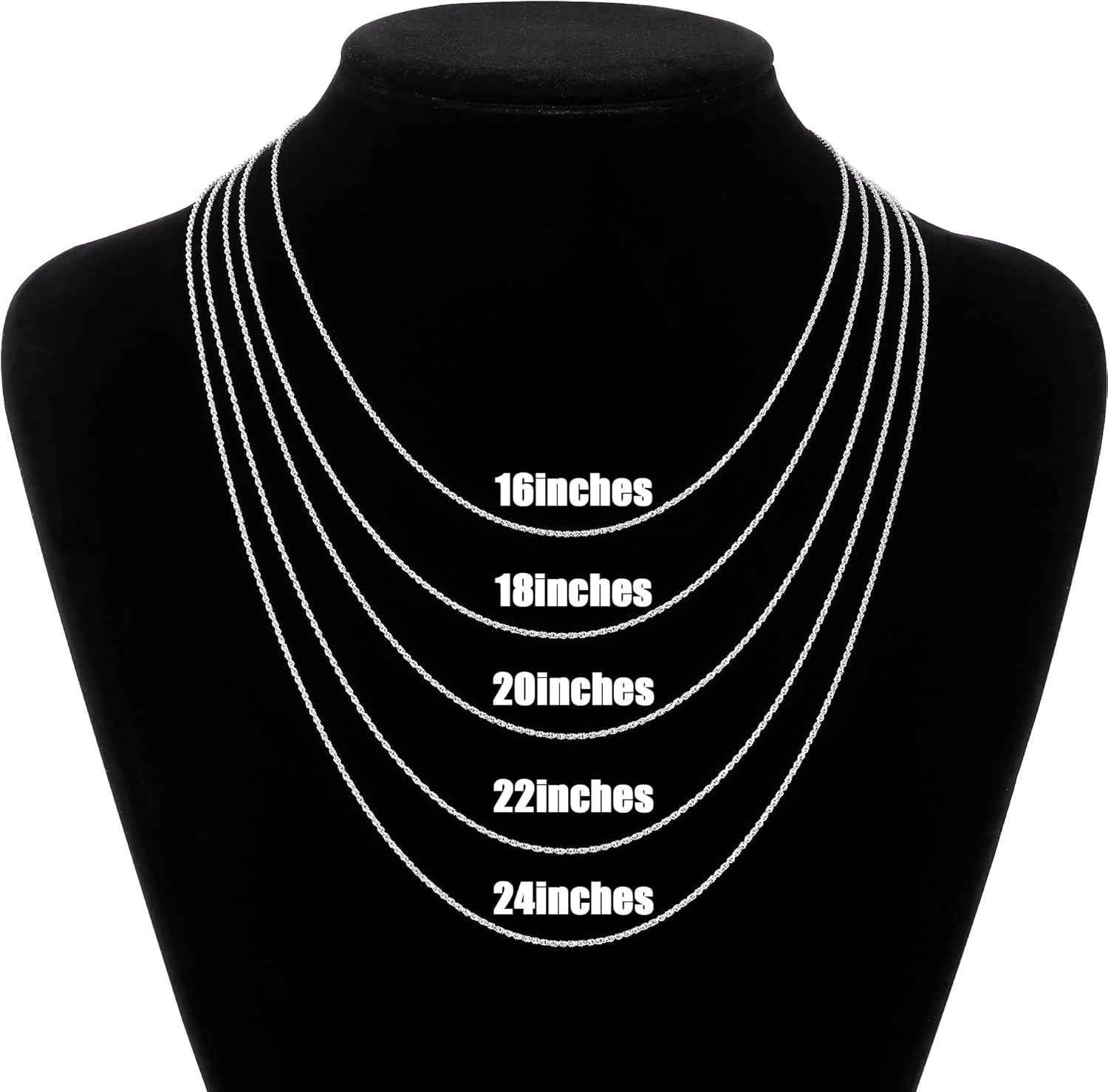 Gacimy 925 Sterling Silver Rope Chain for Women Men, 1.2mm 1.5mm 1.8mm Width 16 18 20 22 24 Inches Length - Image 2