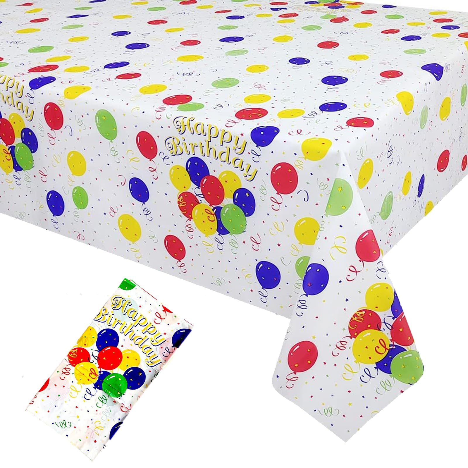 Huanyo Balloon 2 Pack Party Tablecloth For Rectangle Table, Gold Glitter Polka Dot Rectangular Table Cover, For Birthday Party, Wedding, Baby Shower, Bridal Shower, Christmas, 137 X 274Cm (Balloon)