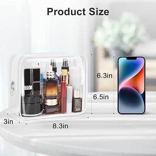 Miniatura 3 de Wedama Neceser aprobado por la TSA, 2 bolsas de cosméticos con cremallera, accesorios de viaje de aeropuerto, bolsas de maquillaje de PVC para