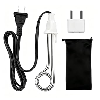 Immersion Water Heater, Travel Camping Accessories Tea Immersion Heater - Portable Immersion Water Heater 300W Dual Voltage 120/240VWhite, Pack of 1