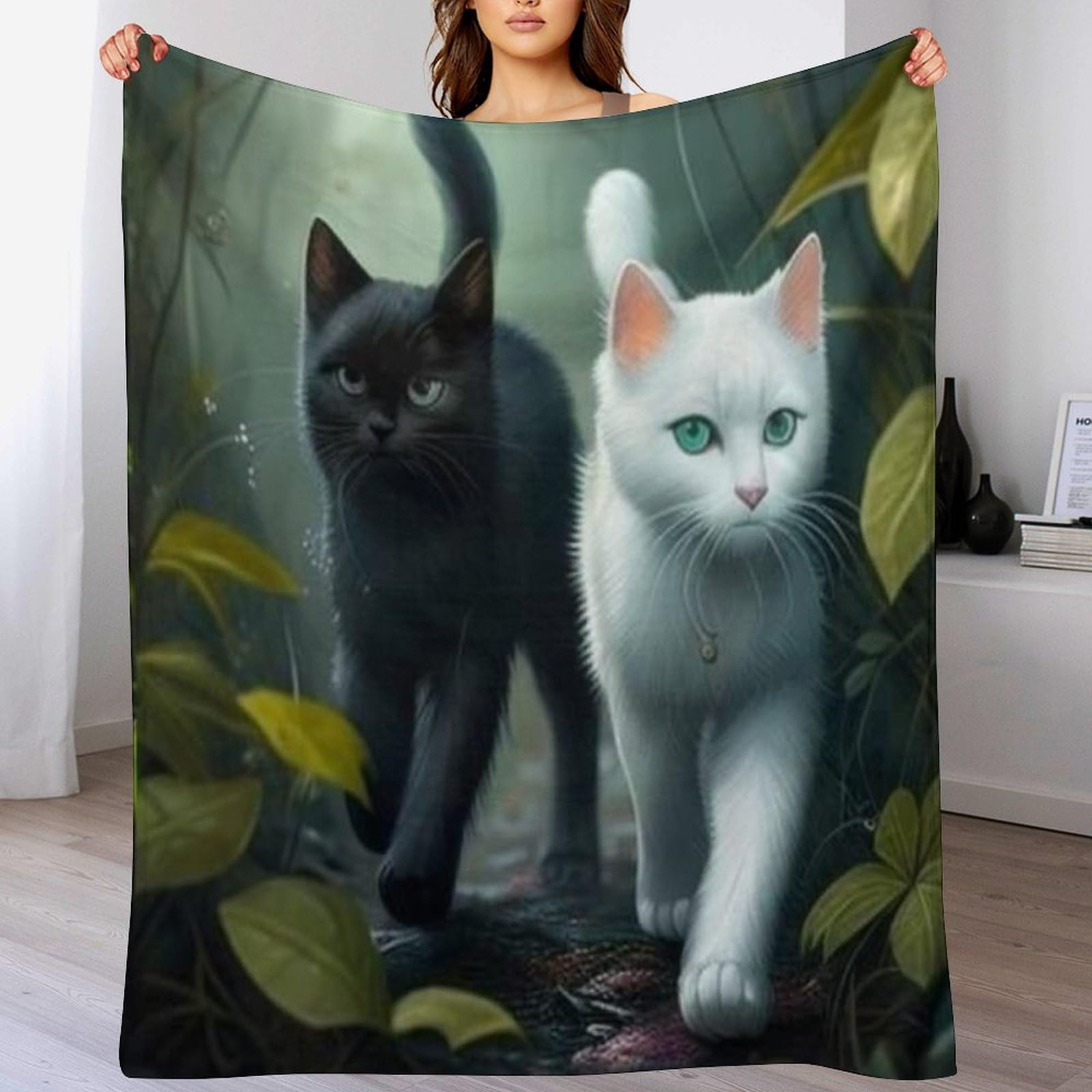 Couverture chat impression 3D en flannel premium, couvre-lit d'une douceur infinie