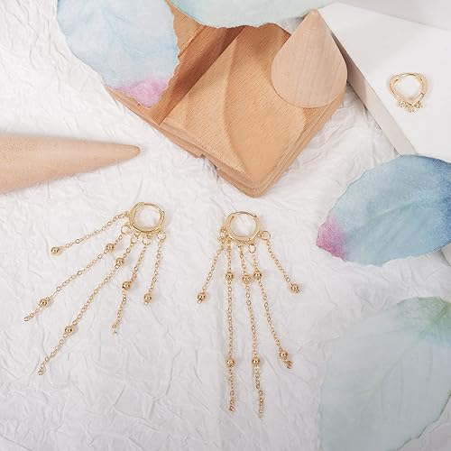 Miniatura 2 de Craftdady Aretes de aro chapados en oro de 14 quilates, 12 pares de aretes de aro de latón con múltiples bucles, círculo, lágrima, flor, palanca,