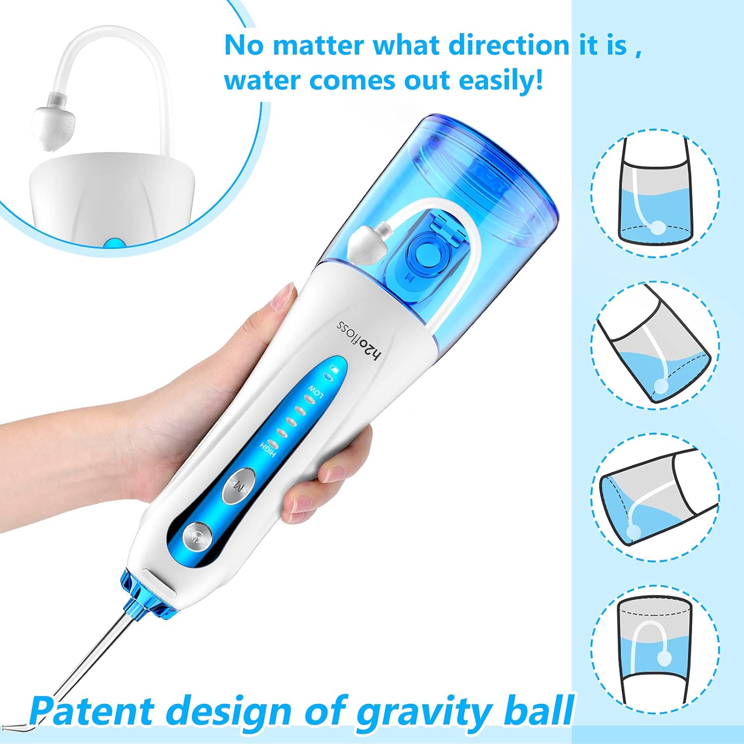 H2ofloss Cordless Water Dental Flosser, Rechargeable IPX7Waterproof Portable Oral Irrigator for Home Travel，5 Modes and 6 Jet Tips for Family, Braces & Bridges Care[2021 Newest] : Beauty & Personal Care