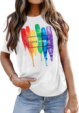 The Future is Inclusive Shirt Women Rainbow Pride Tee Funny Social Justice Pride Letter Print Tee Tops